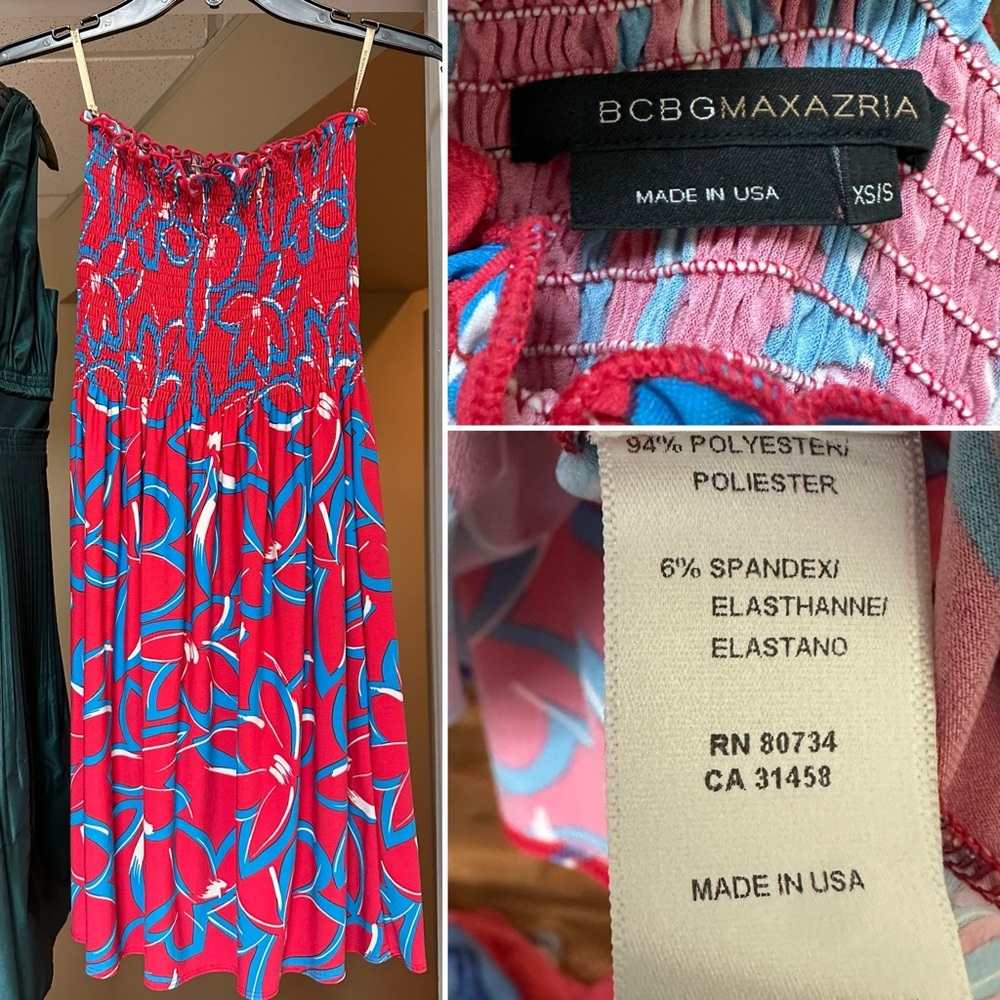 Smocked Strapless BCBGMAXAZRIA Dress